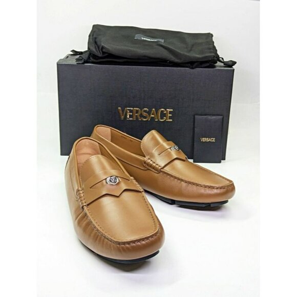 Versace Men\'s Medusa Biggie Leather Loafer Dark Toffee Size 46 (MSRP $775) main image 6